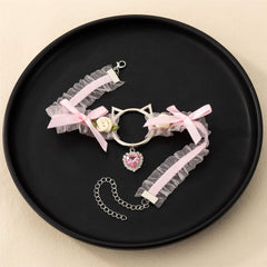 Lace Bow Choker Necklace With Cat Ear