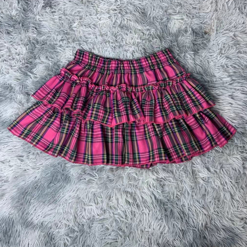 Pink Plaid Short Skirt