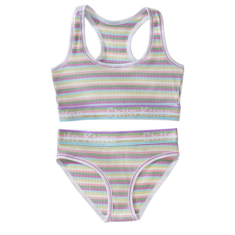 Rainbow Stripe Panty And Sport Bra Set