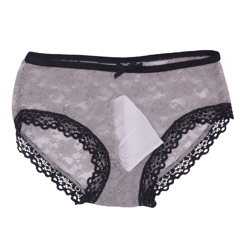 Plus Size Floral Lace Sheer Pouch Panty