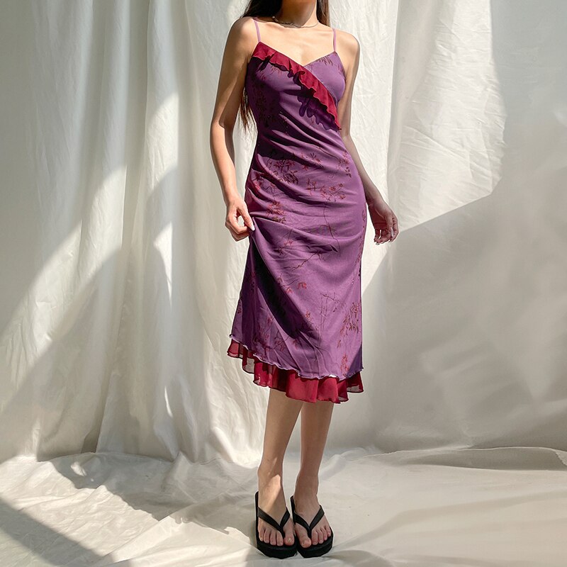 Purple Fairycore Y2K Midi Dresses