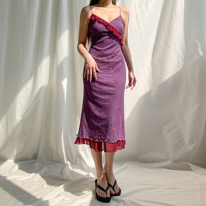 Purple Fairycore Y2k Midi Dresses - Kaysmar