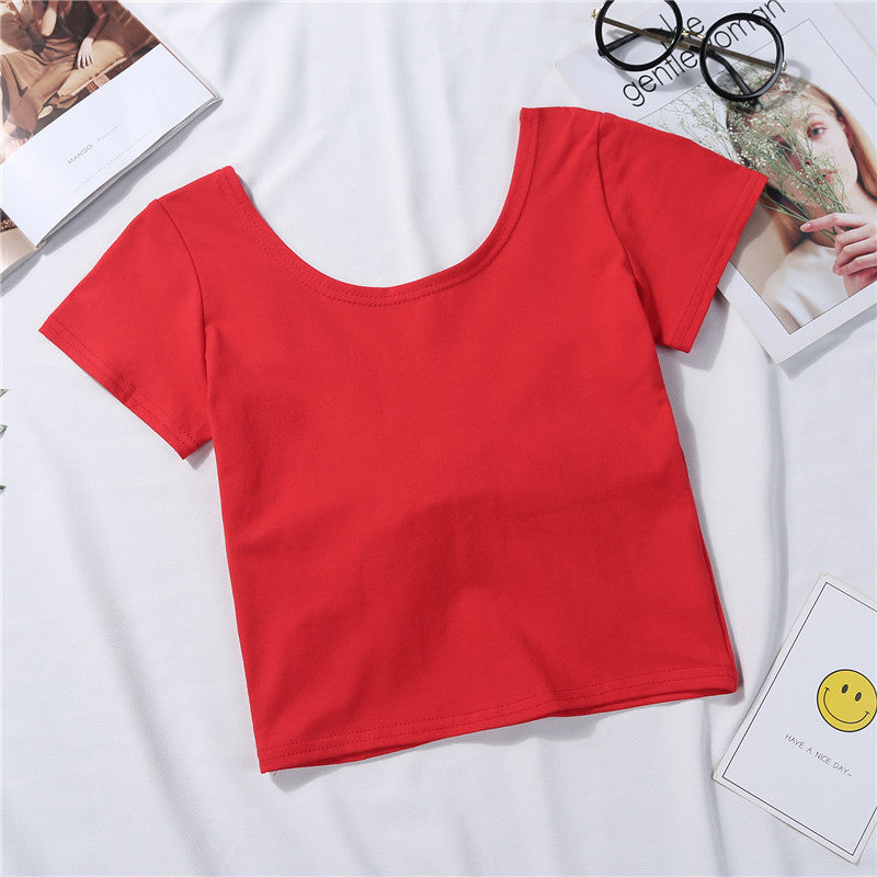 Bowknot Solid Crop Tee