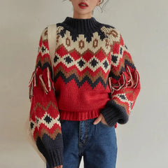 RETRO PATTERN KNITTED CHRISTMAS SWEATER