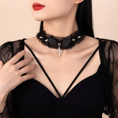 Choker Necklace With A Cross