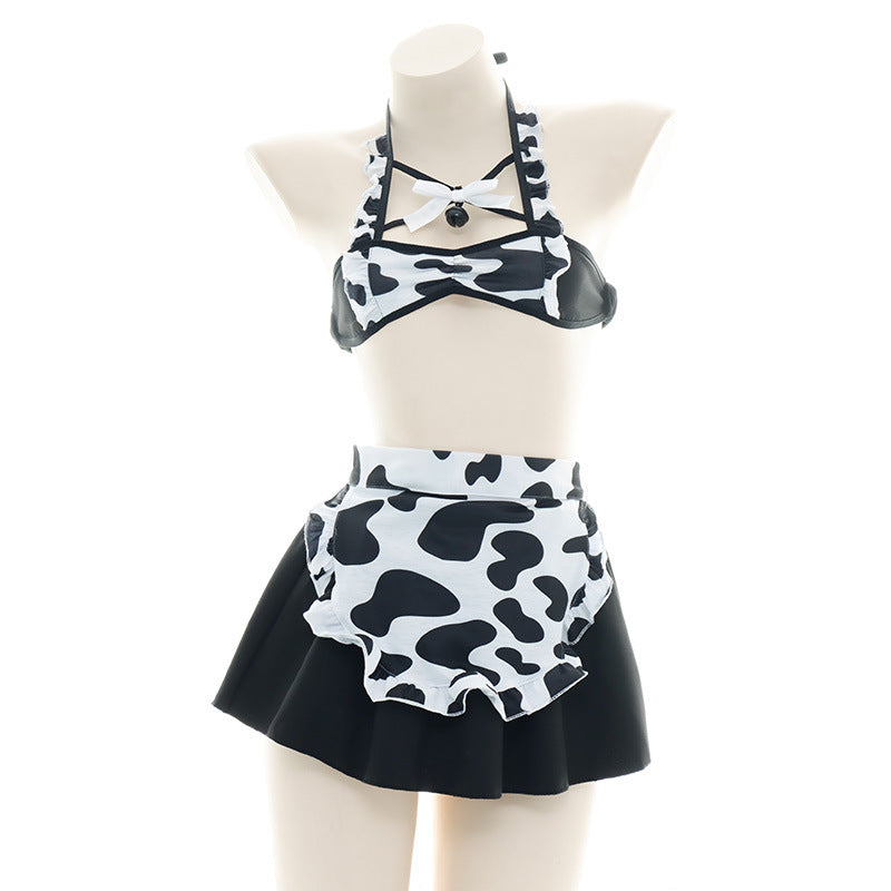 Sexy Cow Print Maid Lingerie Set