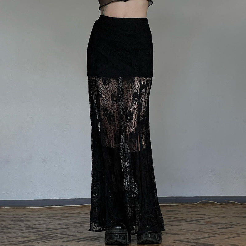 Goth Lace Maxi Skirt Black