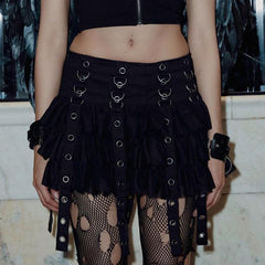 Gothic Black Cake Short Skirt