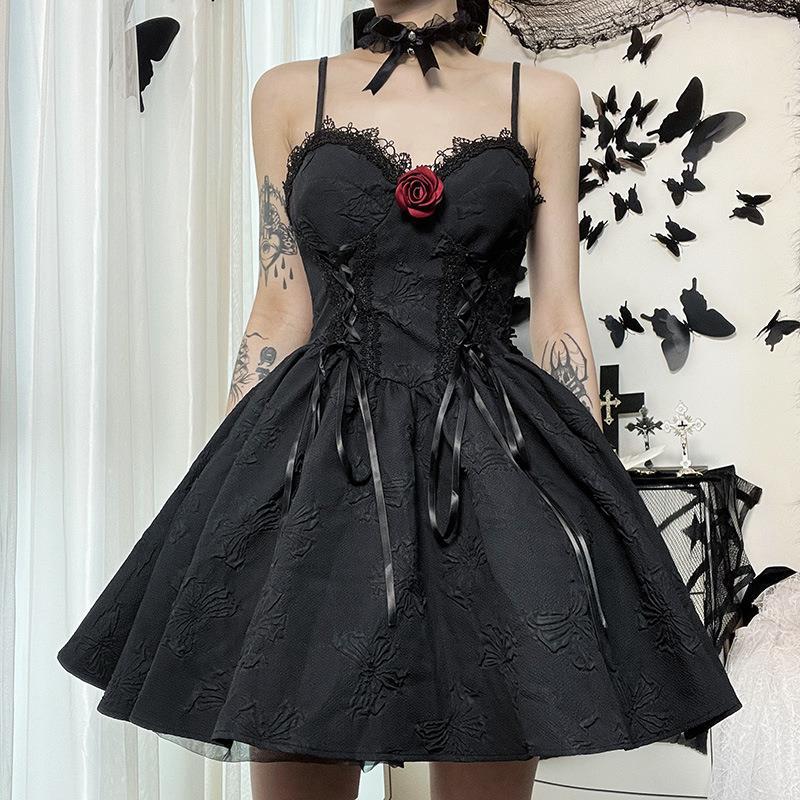 Gothic Black Strapless Dress