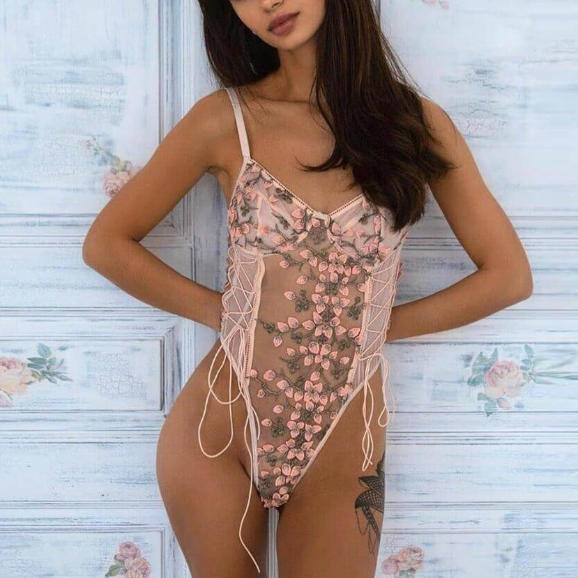 Sexy Lace Floral Teddy Lingerie