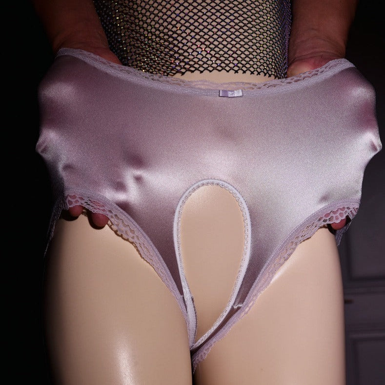 Satin Sissy Crotchless Panties