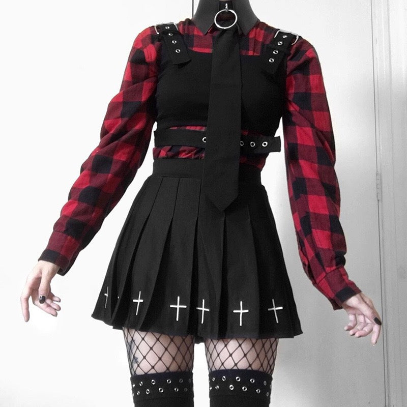 Femboy Pleated Skirt With Cross