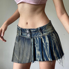 Dark Denim Pleated Skirt