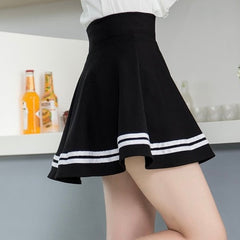 Black With White Stripes Femboy Skirt