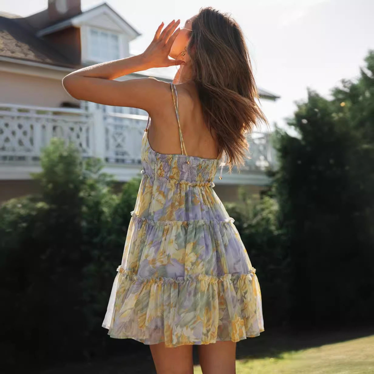 Floral Chiffon Mini Dress