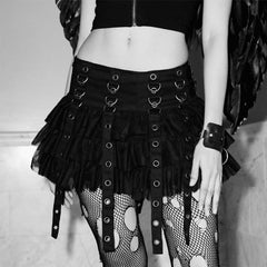 Gothic Black Cake Short Skirt