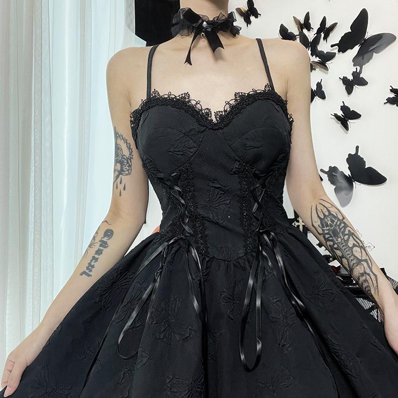 Gothic Black Strapless Dress