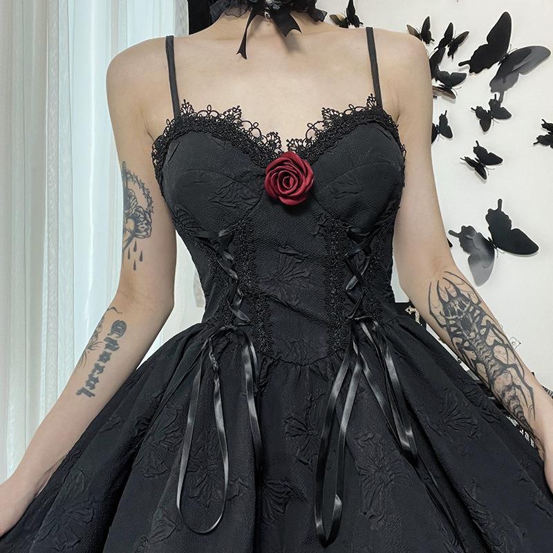 Gothic Black Strapless Dress