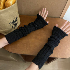 Solid Knitted Fingerless Gloves