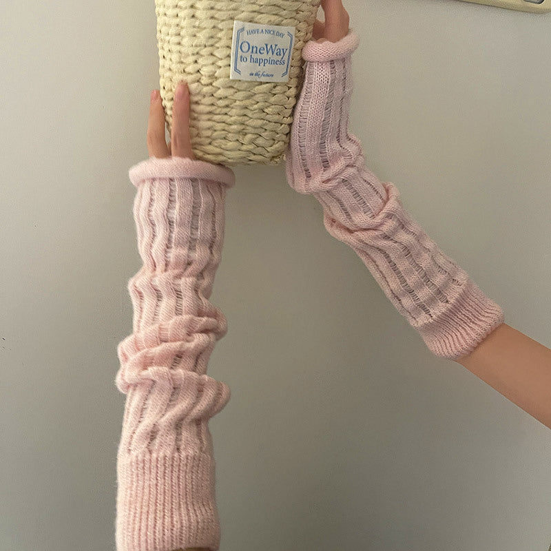 Solid Knitted Fingerless Gloves