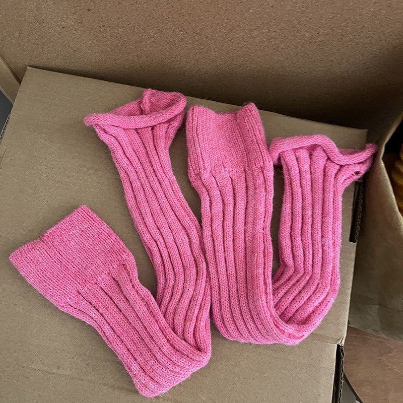 Solid Knitted Fingerless Gloves