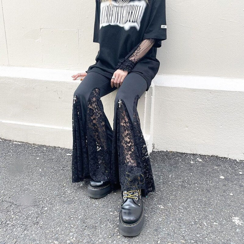 Street Style Gothic Black Pants