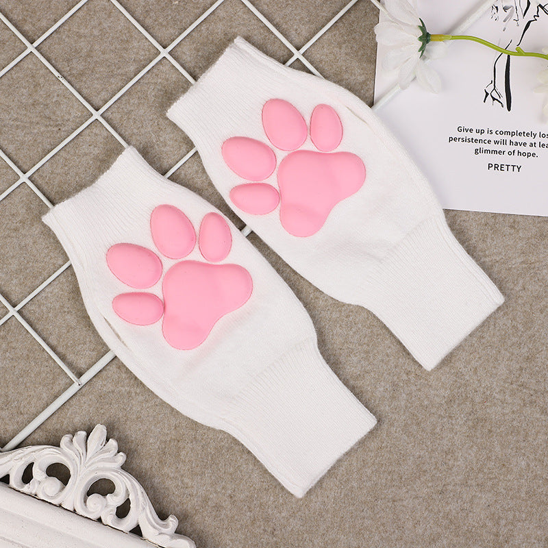 3D Cat Paw Knitted Gloves