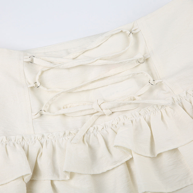 White Cake Short Skirt With Ruffles