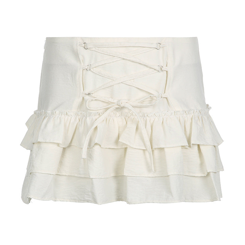 White Cake Short Skirt With Ruffles