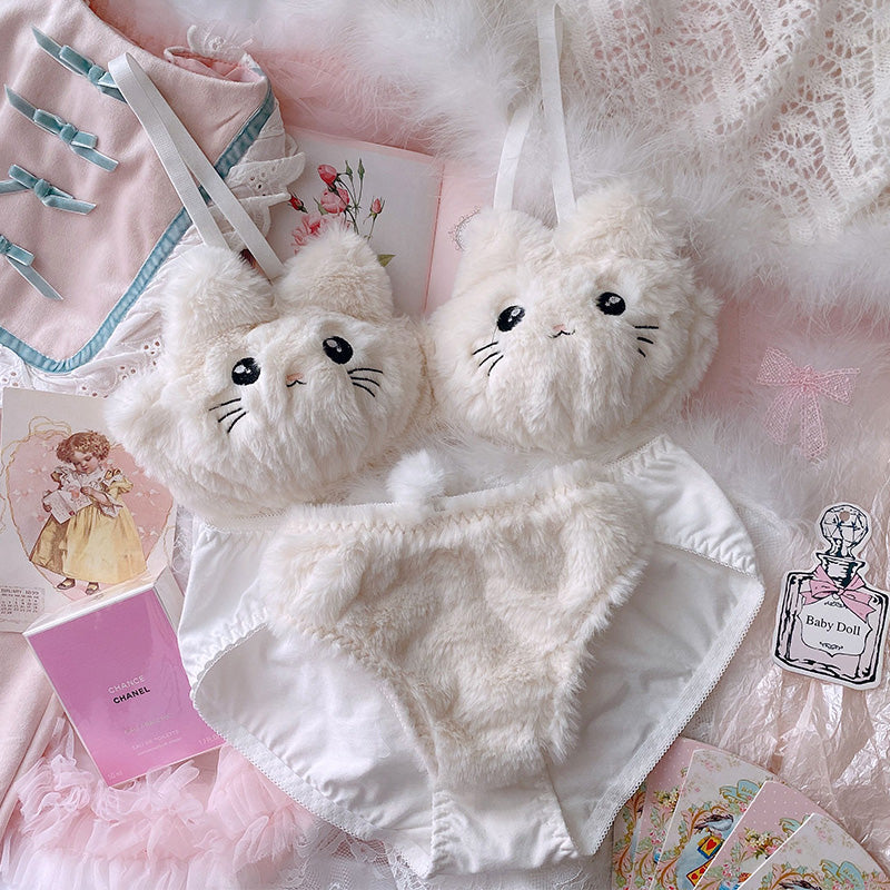 Furry Cute Cat Lingerie Set