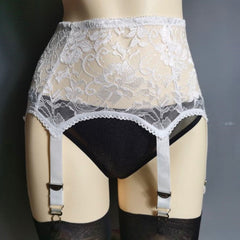 High Waist Floral Lace 6 Strap Garter Belt