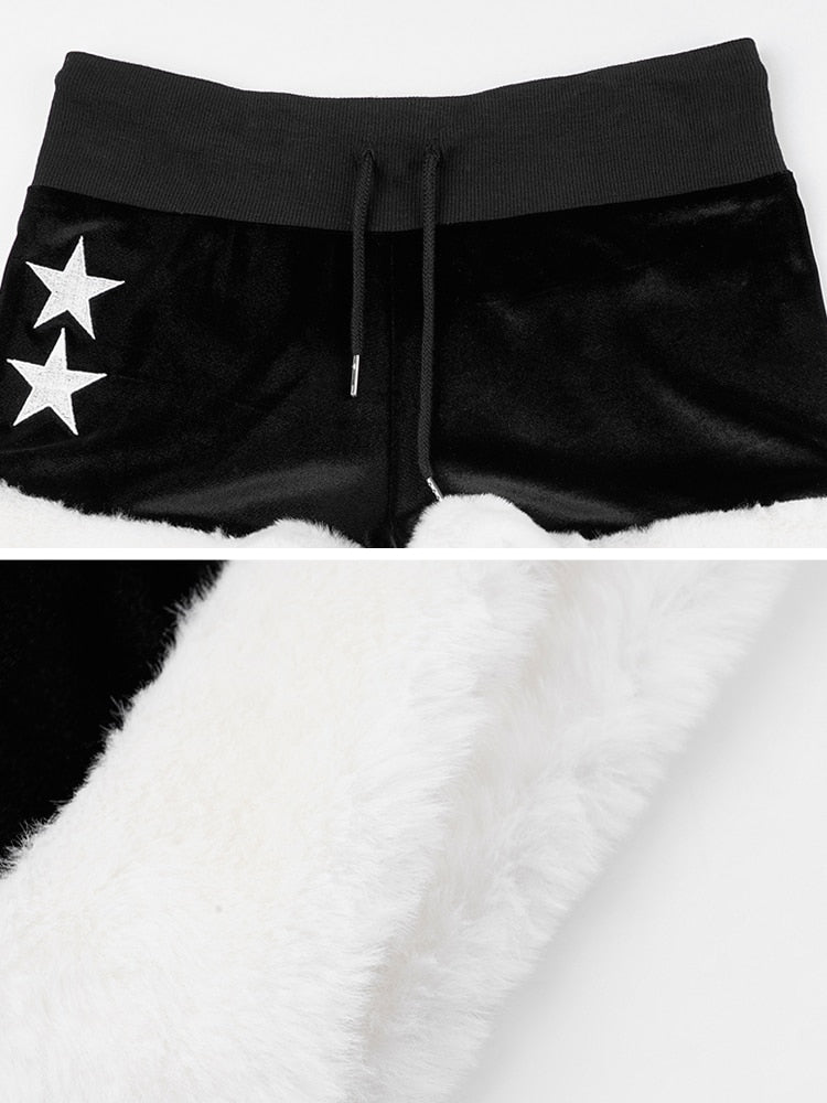 Y2K Star Print Black Skinny Shorts