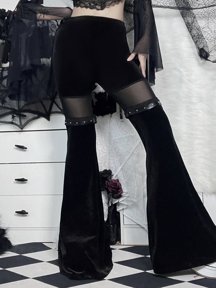 Y2k Velvet Waist Gothic Pants - Kaysmar