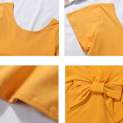 Bowknot Solid Crop Tee