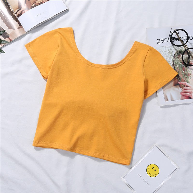 Bowknot Solid Crop Tee