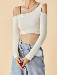 Asymmetric Chain Shoulder Crop Top