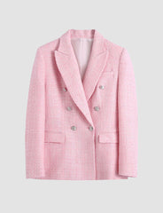 Pink Textured Button Up Blazer