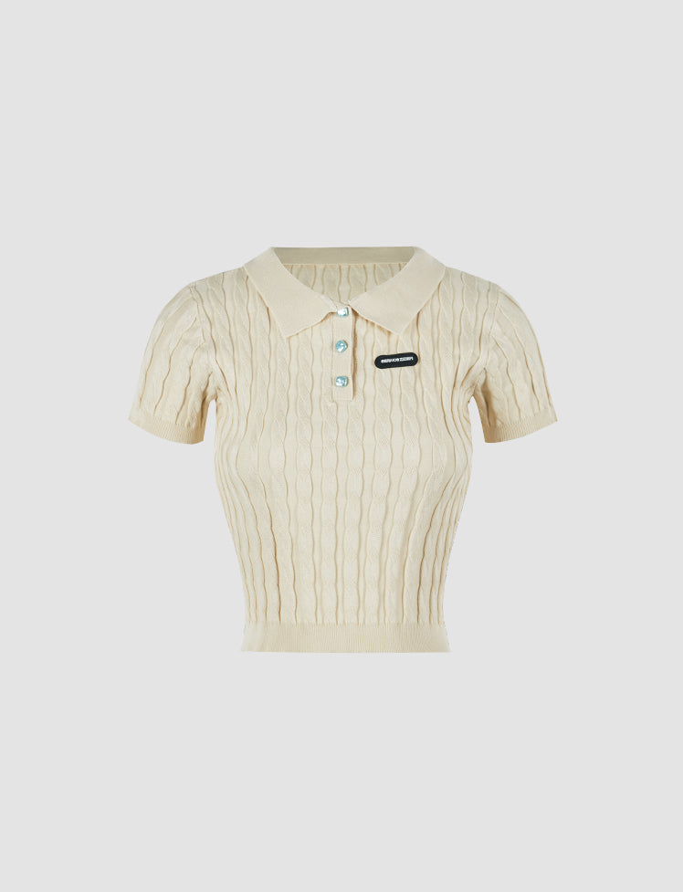 Apricot Short Sleeve Knit Polo