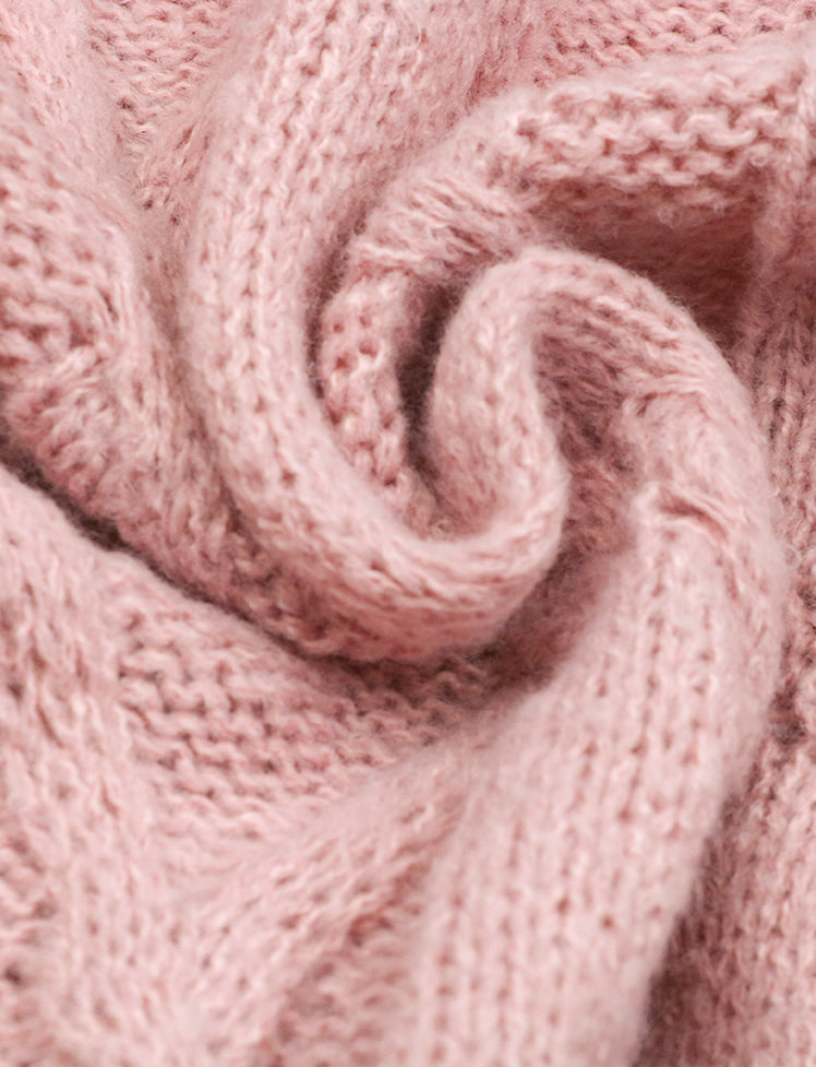 Pink Knitted Twist Cardigan Sweater