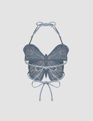 Butterfly Three Dimensional Hollow Camisoles Cami Crop Top