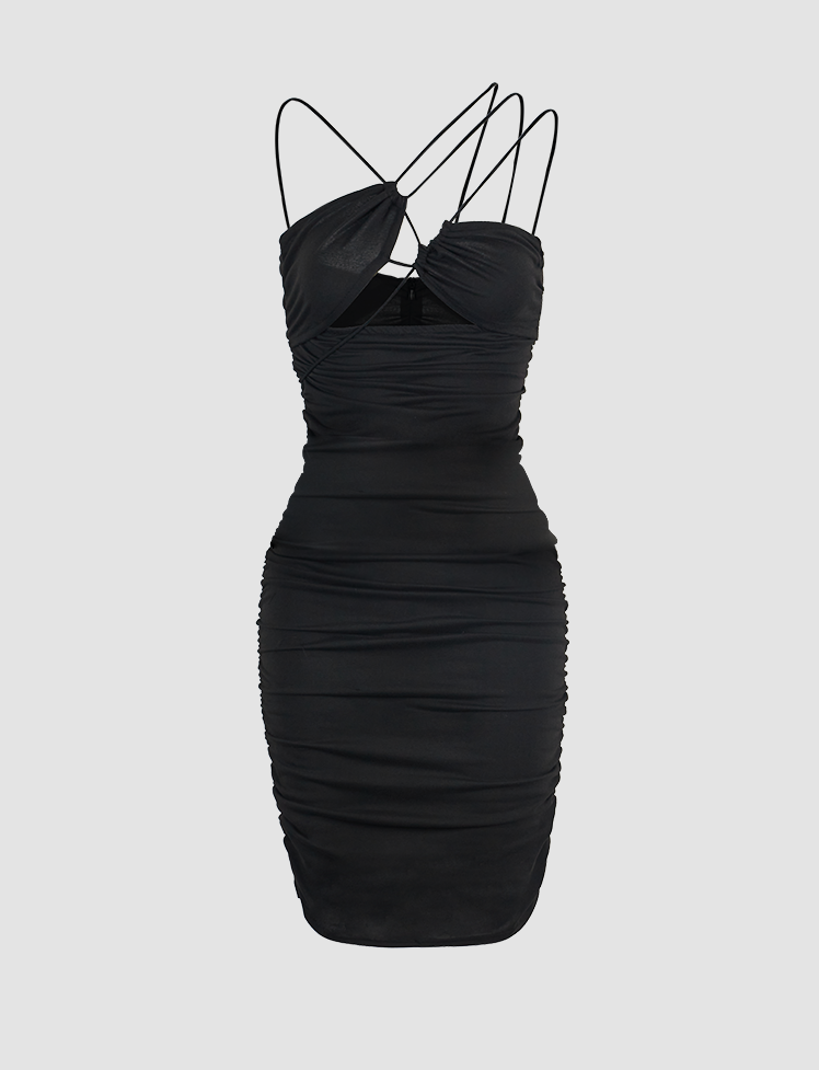 Solid Irregular Tube Halter Dress