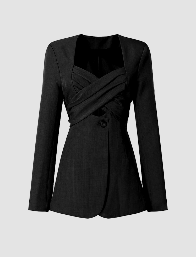 Black Cross Tie Blazer