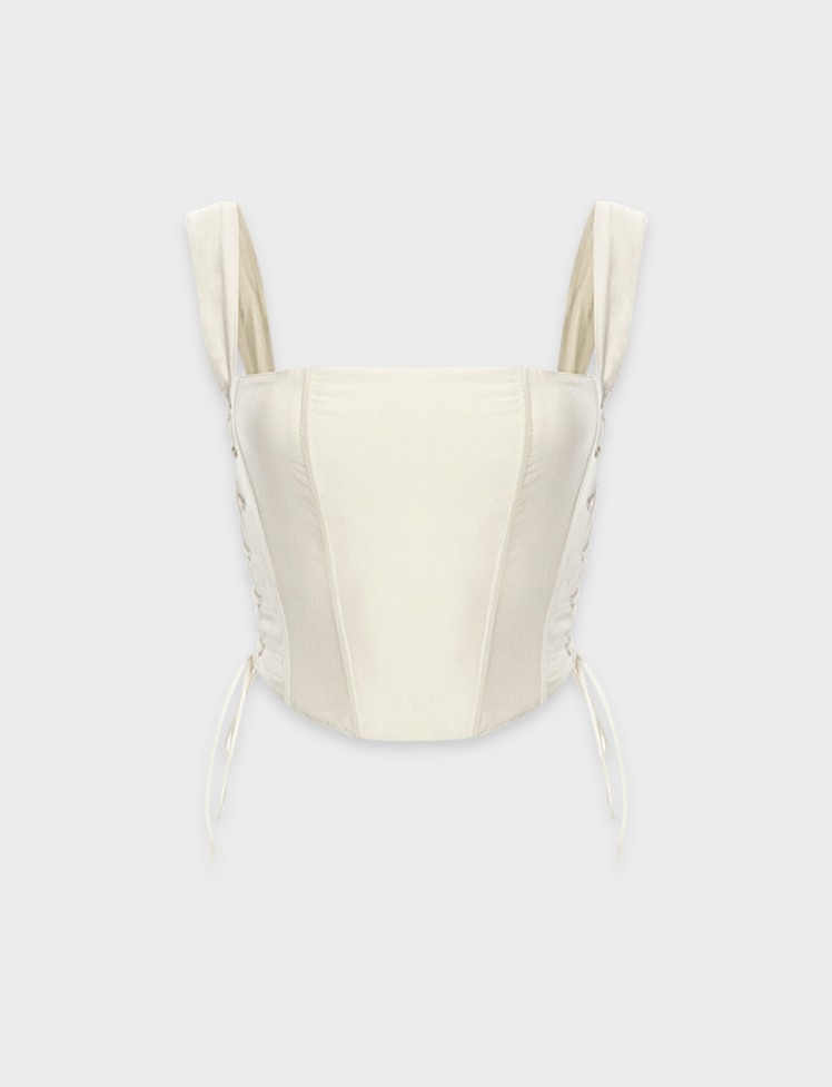 Solid Drawstring Camisole Corset