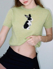 Rabbit Knitted Plunge Top