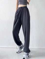 Solid Drawstring Loose Ankle Pants