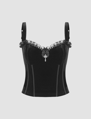 Lace Paneled Zipper Corset Top