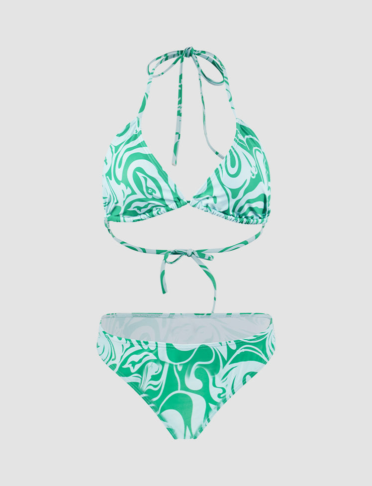 Floral Triangle Bikini Set&Sarong