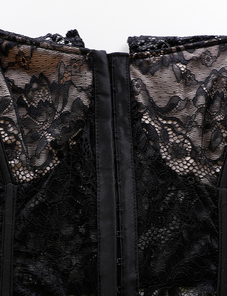 Black Floral Lace Corset Top