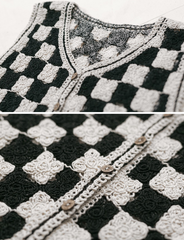 Black&White Contrasting Color Checkerboard Sweater Vest