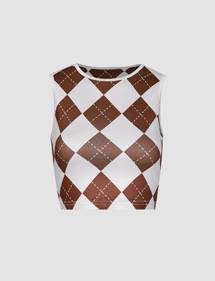 Argyle Print Tank Top